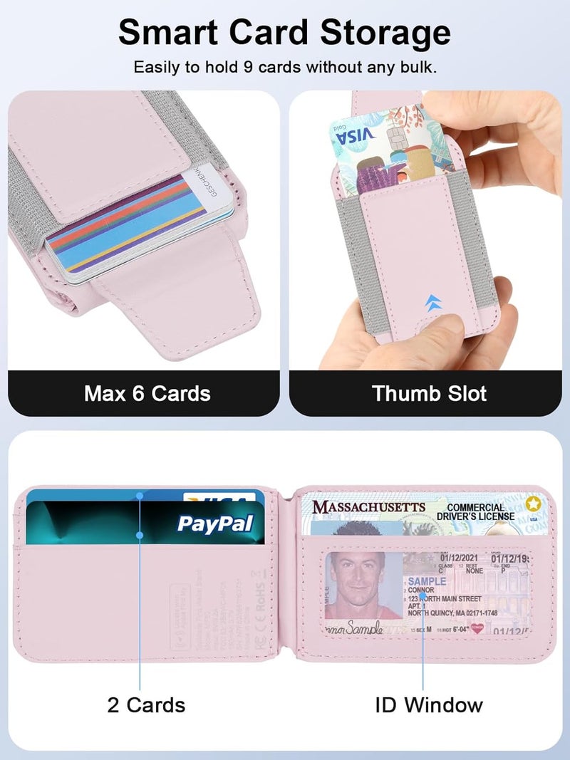 TopMade for Magsafe Wallet, Works with Apple Find My, Strongest Magnetic Wallet for iPhone 17/16/15/14/13/12 Series, Mganetic Card Holder with Adjustable Stand, RFID Blocking, 9 Cards Holder, Pink - Image 5